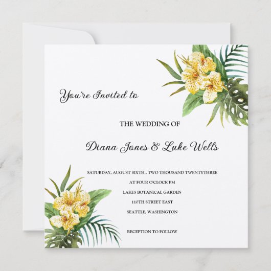 Faire-part de mariage des fleurs tropicales (Devant)