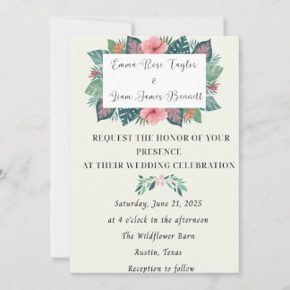 Faire-part de mariage des fleurs tropicales