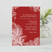 Faire-part de mariage des flocons blancs et rouges (Debout devant)