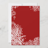Faire-part de mariage des flocons blancs et rouges (Dos)