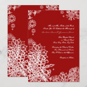 Faire-part de mariage des flocons blancs et rouges (Devant / Derrière)
