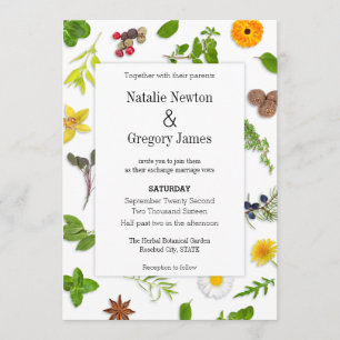 Faire-part de mariage des herbes botaniques