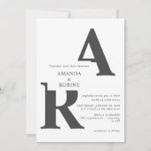 Faire-part de mariage des initiales minimes modern (Devant)