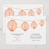 Faire-part de mariage des lanternes orange et blan (Devant / Derrière)