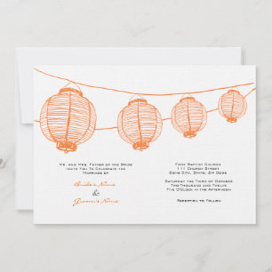 Faire-part de mariage des lanternes orange et blan