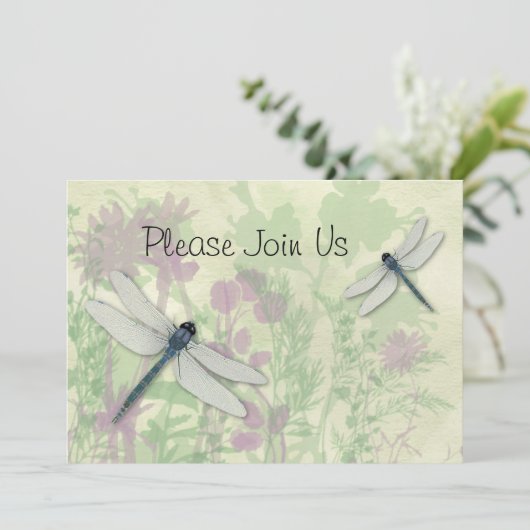 Faire-part de mariage des libellules bleus (Debout devant)