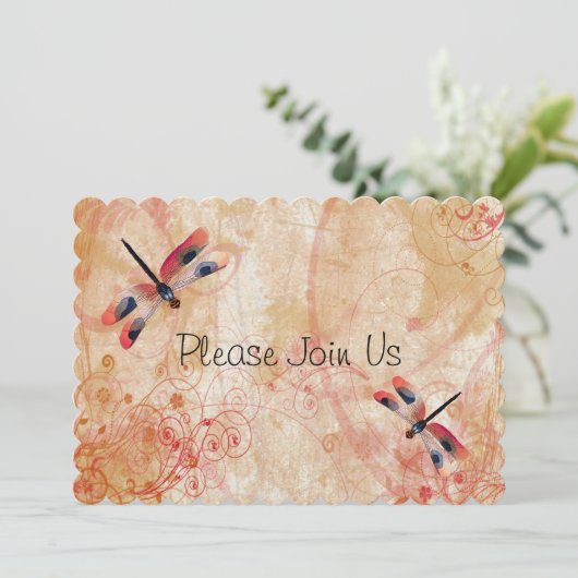 Faire-part de mariage des libellules d'aquarelle r (Debout devant)