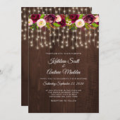 Faire-part de mariage des lumières à cordes rustiq (Devant / Derrière)