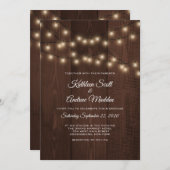 Faire-part de mariage des lumières à cordes rustiq (Devant / Derrière)