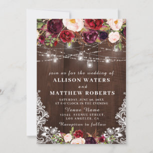 Faire-part de mariage des lumières à cordes rustiq