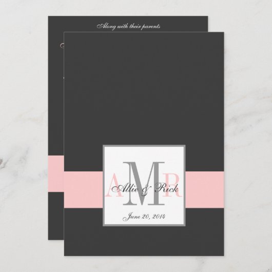 Faire-part de mariage des monogrammes de charbon r (Devant / Derrière)