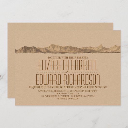 Faire-part de mariage des montagnes (Devant / Derrière)