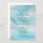 Faire-part de mariage des nuages blancs du ciel bl (Devant / Derrière)