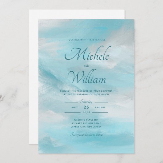 Faire-part de mariage des nuages blancs du ciel bl (Devant / Derrière)