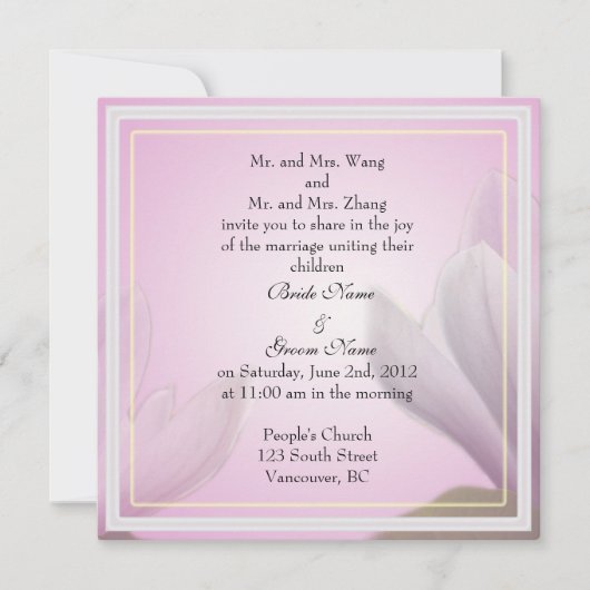 Faire-part de mariage des parents de la mariée et (Devant)