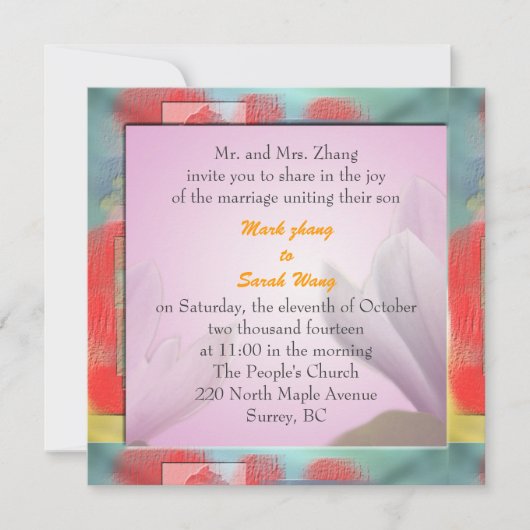 faire-part de mariage des parents du marié (Devant)