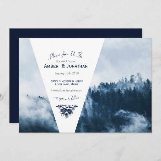 Faire-part de mariage des pins d'hiver (Devant / Derrière)