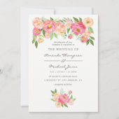 Faire-part de mariage des pivoines de l'aquarelle  (Devant)