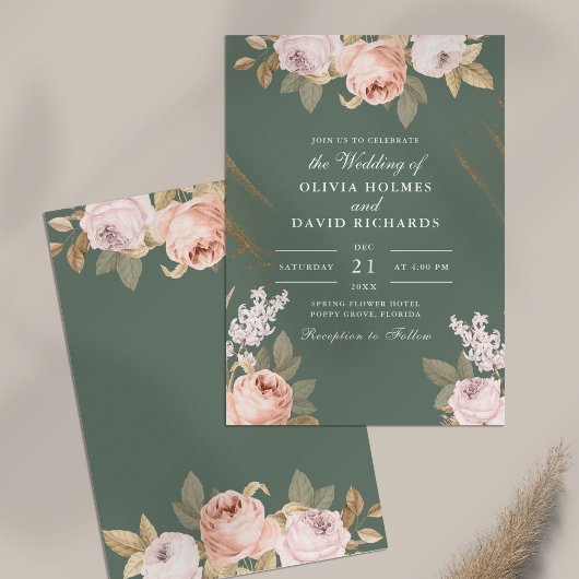 Faire-part de mariage des pivoines vertes de la ta