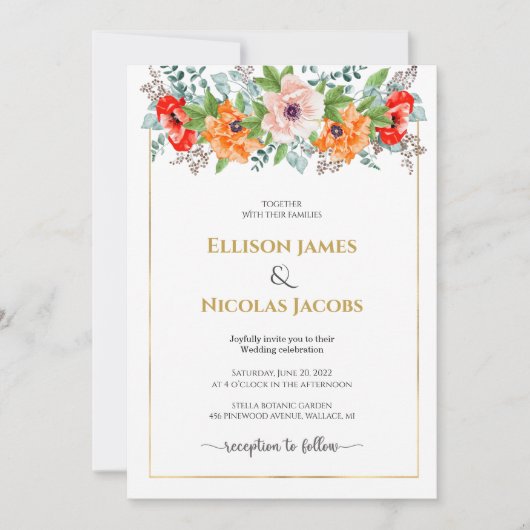 Faire-part de mariage des puces d'aquarelle (Devant)