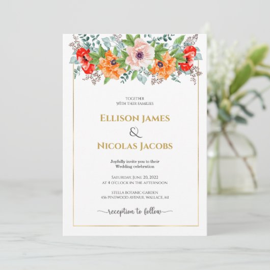 Faire-part de mariage des puces d'aquarelle (Debout devant)