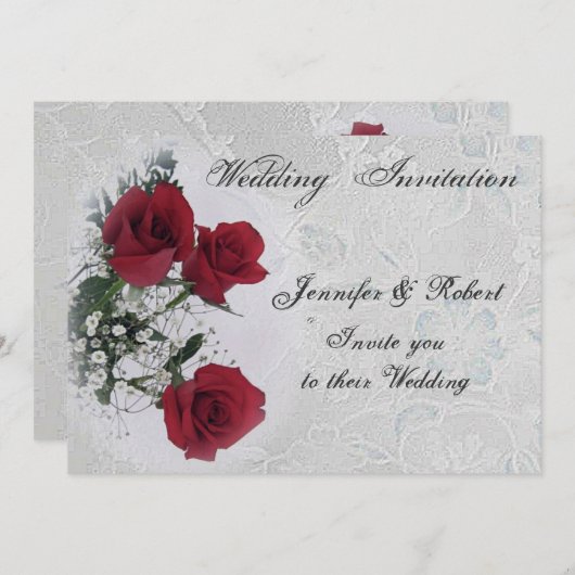 Faire-part de mariage des Roses rouges (Devant / Derrière)