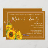 Faire-part de mariage des tournesols d'automne (Devant / Derrière)