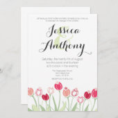 Faire-part de mariage des tulipes| Couleurs rouges (Devant / Derrière)