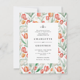 Faire-part de mariage des tulipes d'aquarelle de p