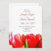 Faire-part de mariage des Tulipes rouges (Devant / Derrière)