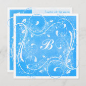 Faire-part de mariage des vents bleus et blancs (Devant / Derrière)