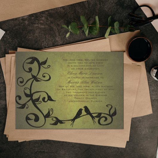 Faire-part de mariage des vignes de Grunge d'Olive