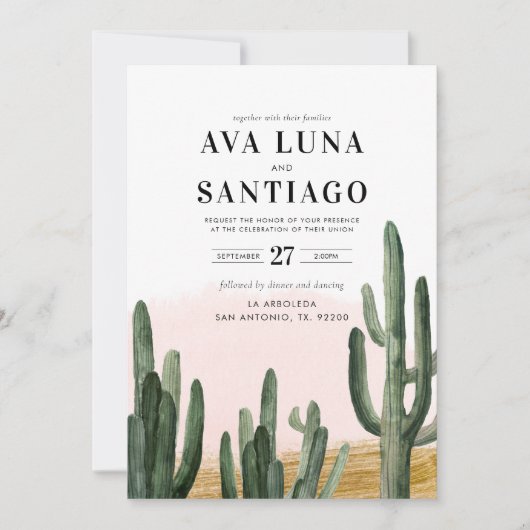 Faire-part de mariage Désert Cactus (Devant)