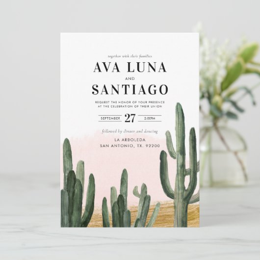Faire-part de mariage Désert Cactus (Debout devant)