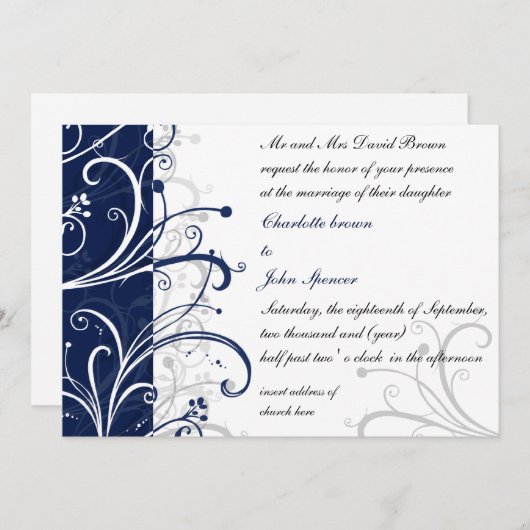 faire-part de mariage design marine (Devant / Derrière)