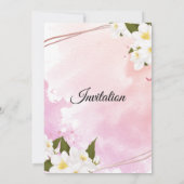 Faire-part de mariage design, rose, fleurs blanche (Dos)