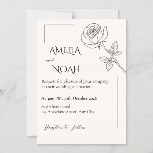 Faire-part de mariage | Design typographique éléga (Recto)