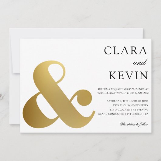 Faire-part de mariage d'esperon or (Devant)