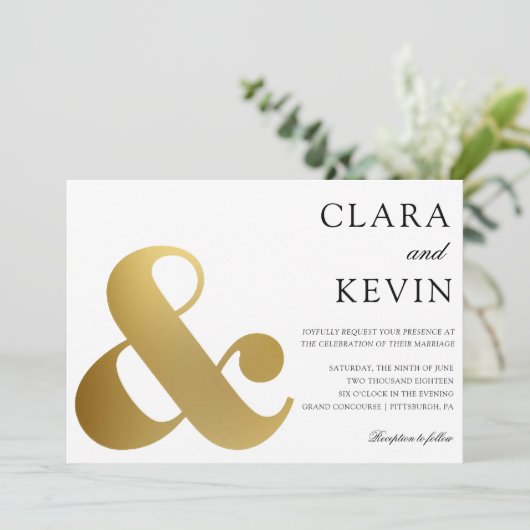 Faire-part de mariage d'esperon or (Debout devant)