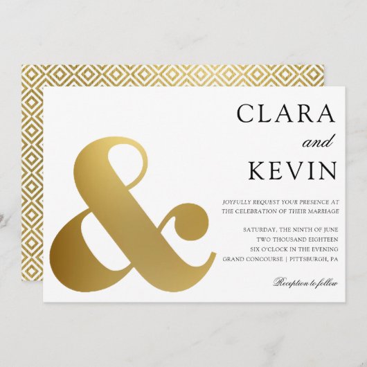 Faire-part de mariage d'esperon or (Devant / Derrière)