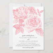 Faire-part de mariage d'esquisse rose en rose (Devant)