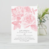 Faire-part de mariage d'esquisse rose en rose (Debout devant)