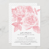 Faire-part de mariage d'esquisse rose en rose (Devant / Derrière)