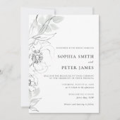 Faire-part de mariage d'esquisse végétale (Devant)