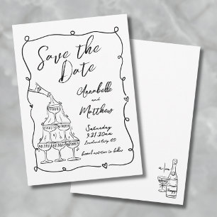 Faire-Part de Mariage Dessiné à la Main "Save the