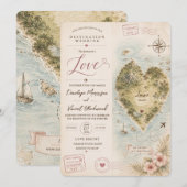 Faire-part de mariage : Destination Amour (Devant / Derrière)