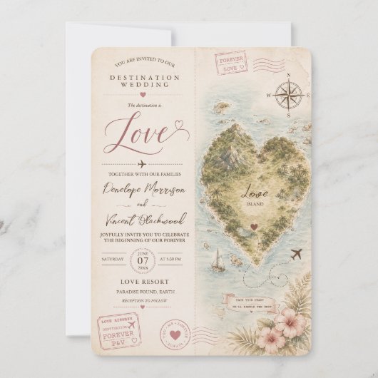 Faire-part de mariage : Destination Amour (Devant)