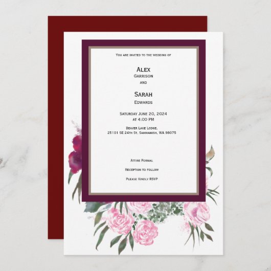 Faire-part de mariage d'été (Devant / Derrière)