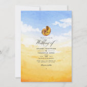 Faire-part de mariage d'été à la plage aquarelle (Devant)