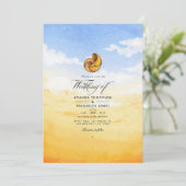 Faire-part de mariage d'été à la plage aquarelle (Debout devant)